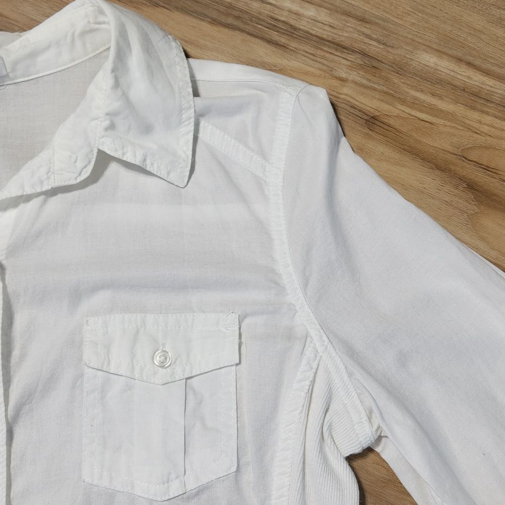 ☔️💜Old Navy White Western Button Adjustable Long Sleeve Top Medium - Picture 5 of 11